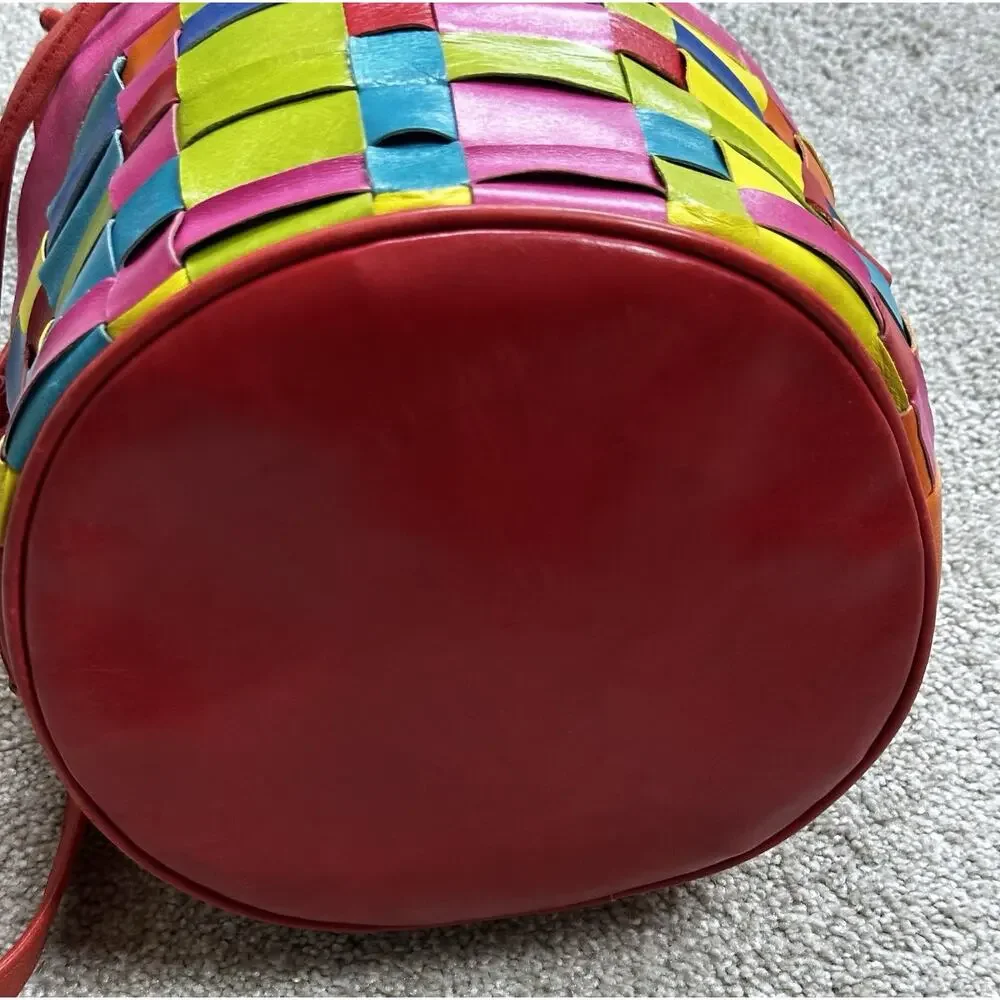 Joseph B Exclusive New York Colorful Woven Bucket Bag Boho Drawstring Crossbody - Picture 5 of 13